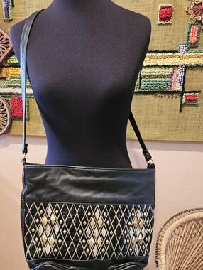 80s Leather Studded Crossbody Bag